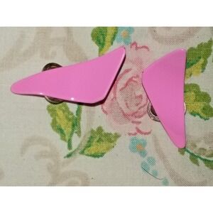 Pink Enamel Earrings 1 1/4 Inch Clip On Vintage